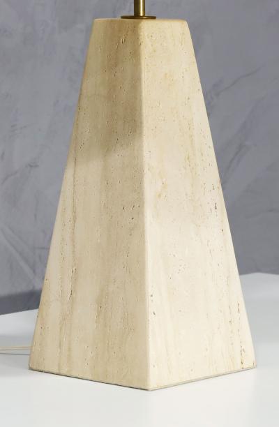 Karl Springer Travertine Base Pyramid Shape Table Lamp