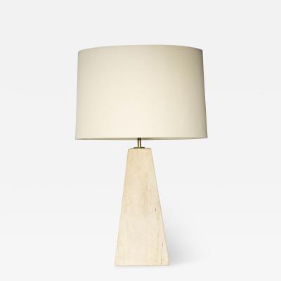 Karl Springer Travertine Base Pyramid Shape Table Lamp