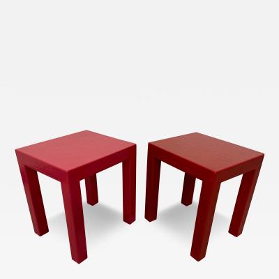 Karl Springer Two Karl Springer Crocodile Leather Clad Parsons Side Tables