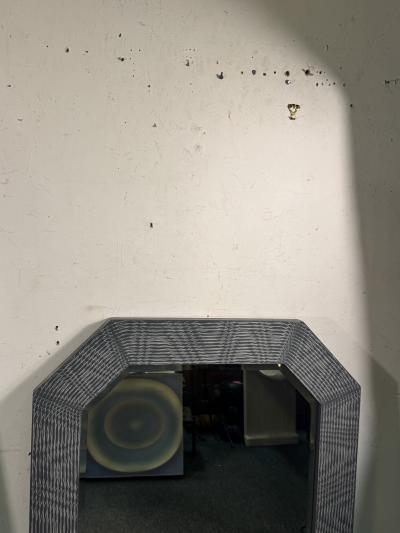 Karl Springer UNUSUAL LOZENGE SHAPED LINED DESIGN WOOD MIRROR MANNER OF KARL SPRINGER