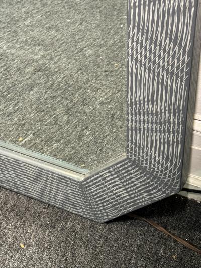 Karl Springer UNUSUAL LOZENGE SHAPED LINED DESIGN WOOD MIRROR MANNER OF KARL SPRINGER