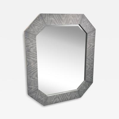 Karl Springer UNUSUAL LOZENGE SHAPED LINED DESIGN WOOD MIRROR MANNER OF KARL SPRINGER