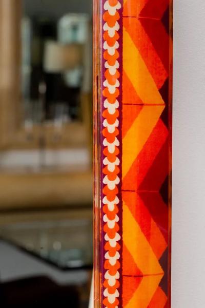 Karl Springer Unique Colourful Lacquered Fabric Mirror by Karl Springer