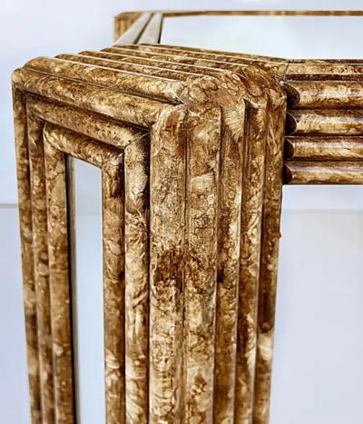 Karl Springer Vintage Faux Tortoise Game Table Manner of Karl Springer with Inset Mirror