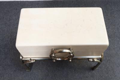 Karl Springer Vintage Karl Springer Style Parchment Wrapped Trunk Box on Nickel Plated Base
