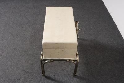 Karl Springer Vintage Karl Springer Style Parchment Wrapped Trunk Box on Nickel Plated Base