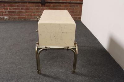 Karl Springer Vintage Karl Springer Style Parchment Wrapped Trunk Box on Nickel Plated Base