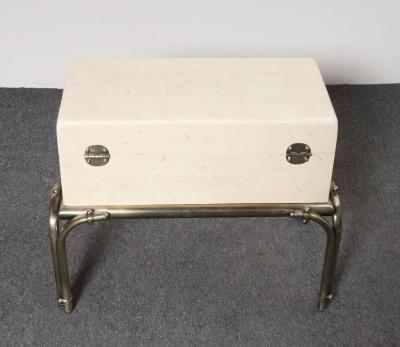Karl Springer Vintage Karl Springer Style Parchment Wrapped Trunk Box on Nickel Plated Base