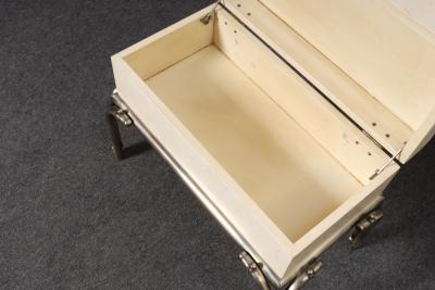 Karl Springer Vintage Karl Springer Style Parchment Wrapped Trunk Box on Nickel Plated Base