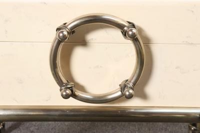 Karl Springer Vintage Karl Springer Style Parchment Wrapped Trunk Box on Nickel Plated Base