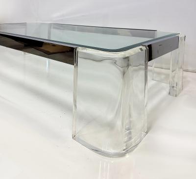 Karl Springer Vintage Lucite and Chrome Coffee Table in Karl Springer Style
