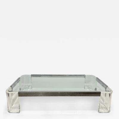 Karl Springer Vintage Lucite and Chrome Coffee Table in Karl Springer Style