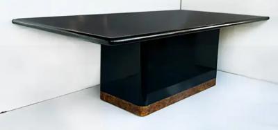 Karl Springer Vintage Springer Style Granite Dining Table with Bronze Banded Base