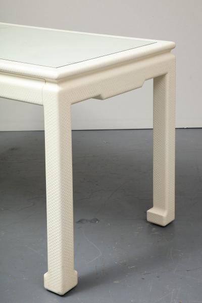 Karl Springer White Parsons Desk with Embossed Leather Shagreen by Karl Springer