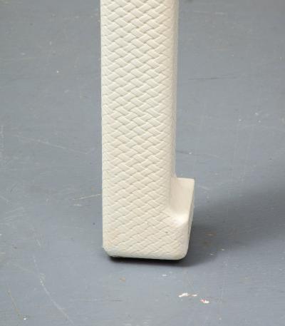 Karl Springer White Parsons Desk with Embossed Leather Shagreen by Karl Springer