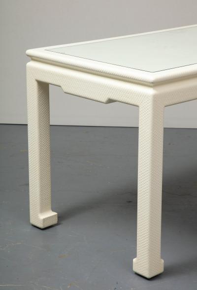Karl Springer White Parsons Desk with Embossed Leather Shagreen by Karl Springer