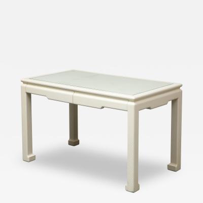 Karl Springer White Parsons Desk with Embossed Leather Shagreen by Karl Springer