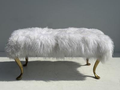Karl Springer White Tibetan Fur Bench