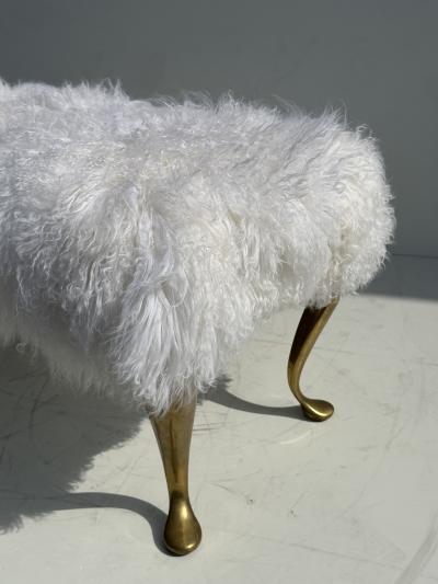 Karl Springer White Tibetan Fur Bench