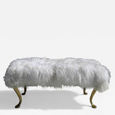 Karl Springer White Tibetan Fur Bench