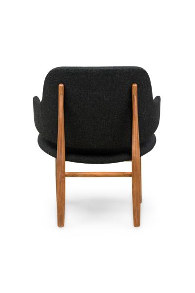 Karl Style Walnut and Textured Charcoal Gray Upholstered Armchairs