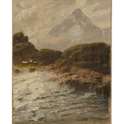Karl Theodor Boehme Karl Theodor Boehme German b 1866 d 1939 Scenic Cliffs painting