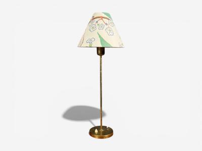Karlskrona Lampfabrik Table Lamp Brass Josef Frank Fabric Sweden 1940s