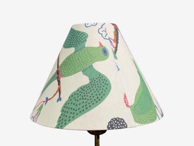 Karlskrona Lampfabrik Table Lamp Brass Josef Frank Fabric Sweden 1940s
