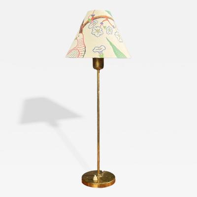 Karlskrona Lampfabrik Table Lamp Brass Josef Frank Fabric Sweden 1940s