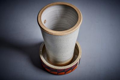 Kat and Roger Set of 3 hand painted Studio ceramic stools USA 2024