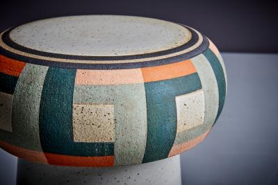 Kat and Roger Set of 3 hand painted Studio ceramic stools USA 2024