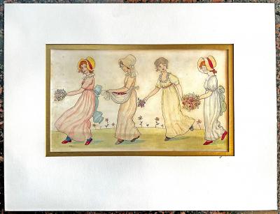 Kate Greenaway Procession Four girls with flowers English Female Illustrator 1890