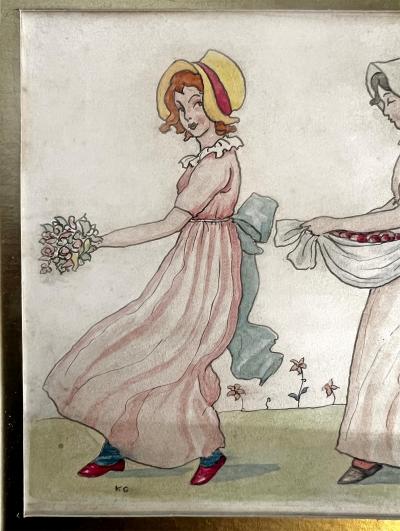 Kate Greenaway Procession Four girls with flowers English Female Illustrator 1890