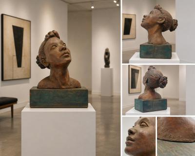 Katherine Kadell Clay Bust Sculpture Female Portrait Los Angeles Modern Art