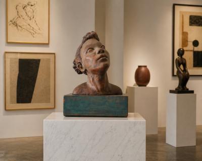 Katherine Kadell Clay Bust Sculpture Female Portrait Los Angeles Modern Art