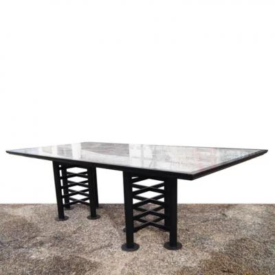 Katherine McCoy 8 ft Marble Ebonized Wood Table by Michael Katherine McCoy Cranbrook