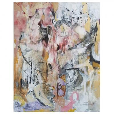 Kathi Robinson Frank Large Framed Abstract Oil Painting Man Finish House by Kathi Robinson Frank