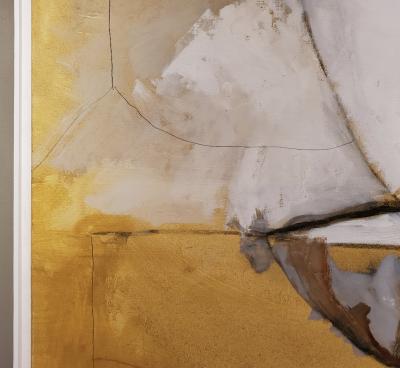 Kathi Robinson Frank Mexican Sun Gold White Black Abstract Oil Painting by Kathi Robinson Frank