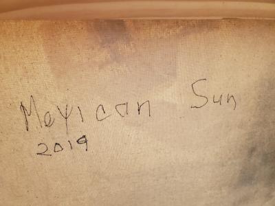 Kathi Robinson Frank Mexican Sun Gold White Black Abstract Oil Painting by Kathi Robinson Frank