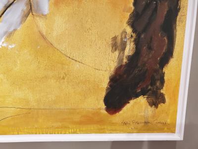 Kathi Robinson Frank Mexican Sun Gold White Black Abstract Oil Painting by Kathi Robinson Frank