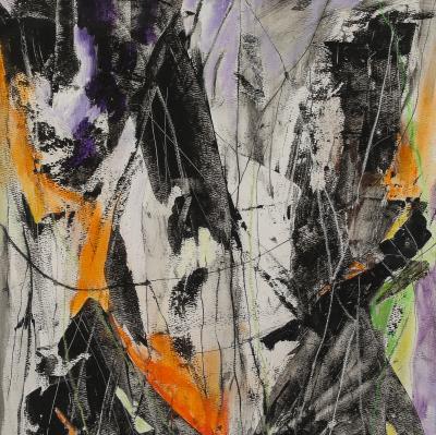 Kathi Robinson Frank Nightbird 2024 Abstract Black and White Oil On Paper By Kathi Robinson Frank