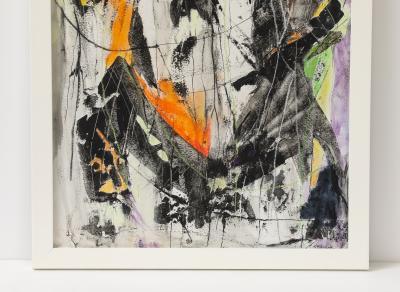 Kathi Robinson Frank Nightbird 2024 Abstract Black and White Oil On Paper By Kathi Robinson Frank