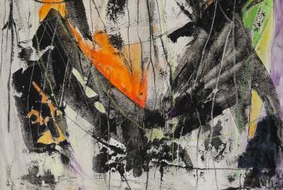 Kathi Robinson Frank Nightbird 2024 Abstract Black and White Oil On Paper By Kathi Robinson Frank