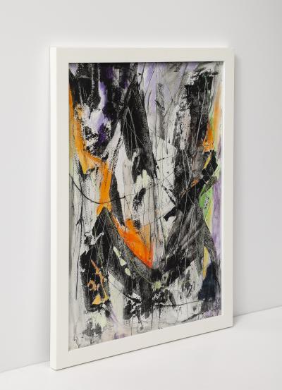 Kathi Robinson Frank Nightbird 2024 Abstract Black and White Oil On Paper By Kathi Robinson Frank