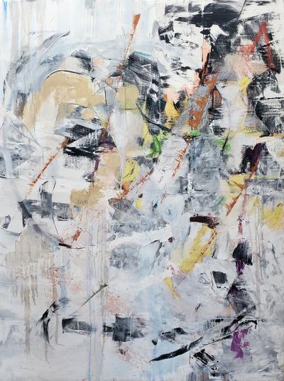 Kathi Robinson Frank Sarasota Finches 2022 Large Abstract Oil Painting by Kathi Robinson Frank