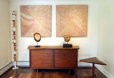 Kathleen Petyarre A Rare Diptych of Mountain Devil Lizard Dreaming by Kathleen Petyarre