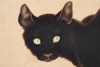 Katsuta Shokin Japanese Scroll Black Cat by Katsuta Shokin