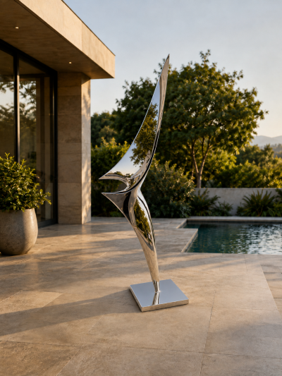 Katz Studio Alata Celesti Mirror Polished Stainless Steel Sculpture by Katz Studio