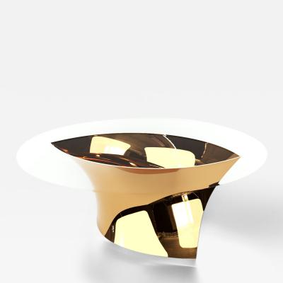 Katz Studio Geometra Dining Table Minimalist Design Polished Bronze