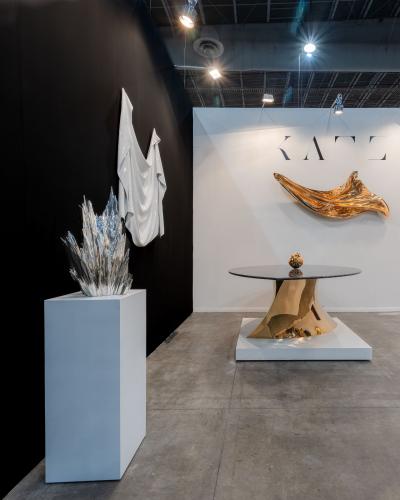 Katz Studio Geometra Sculptural Dining Table in Bronze or Stainless Steel with Custom Top